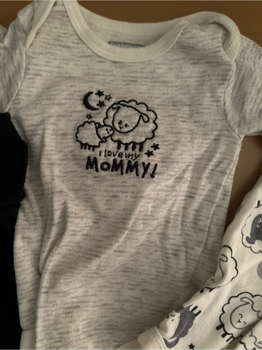 Garanimals White & Black Baby Bodysuits with Subtle Gray Prints